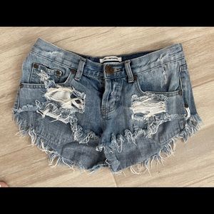 One X Teaspoon Bonitas Ripped Denim Shorts Size 24